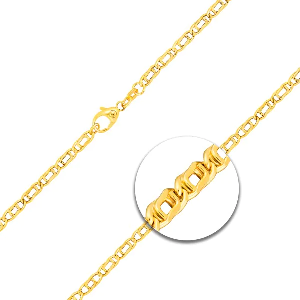 Goldkette als Tigeraugenkette hohl in Gelbgold 585 / 14K, 45 cm lang, 3,8 mm breit, Gewicht ca. 5.7 g.