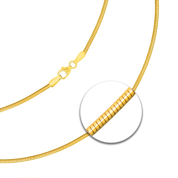 Goldkette als Tondakette in Gelbgold 585 / 14K, 70 cm lang, 1,8 mm breit, Gewicht ca. 12.9 g.