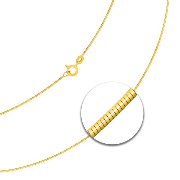 Goldkette als Tondakette in Gelbgold 585 / 14K, 42 cm lang, 0,8 mm breit, Gewicht ca. 2.7 g.