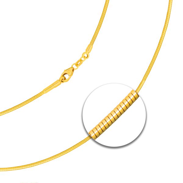 Goldkette als Tondakette in Gelbgold 585 / 14K, 42 cm lang, 1,5 mm breit, Gewicht ca. 9.3 g.