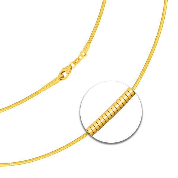Goldkette als Tondakette in Gelbgold 750 / 18K, 45 cm lang, 1,5 mm breit, Gewicht ca. 12.3 g.