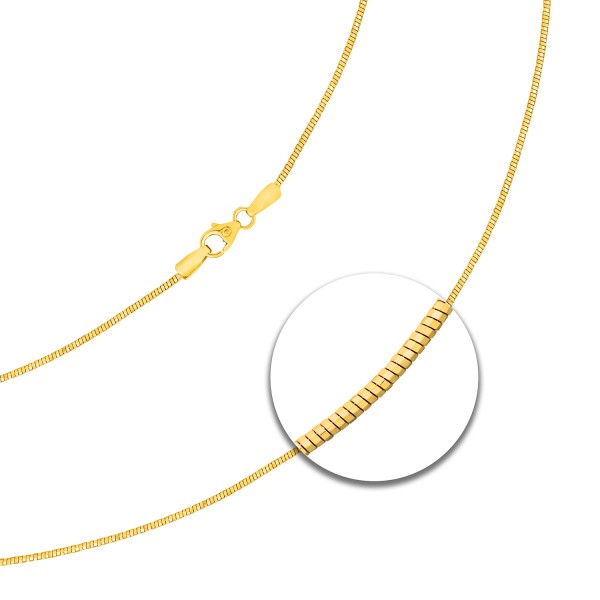 Goldkette als Tondakette diamantiert in Gelbgold 585 / 14K, 55 cm lang, 1,1 mm breit, Gewicht ca. 4.2 g.