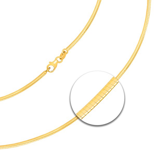 Goldkette als Tondakette oval in Gelbgold 585 / 14K, 45 cm lang, 2,4 mm breit, Gewicht ca. 11.1 g.