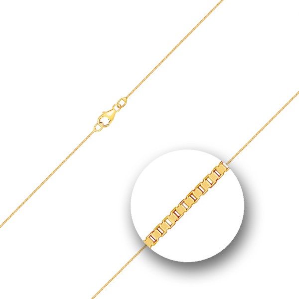 Goldkette als Venezianerkette in Gelbgold 750 / 18K, 45 cm lang, 0,9 mm breit, Gewicht ca. 3.6 g.