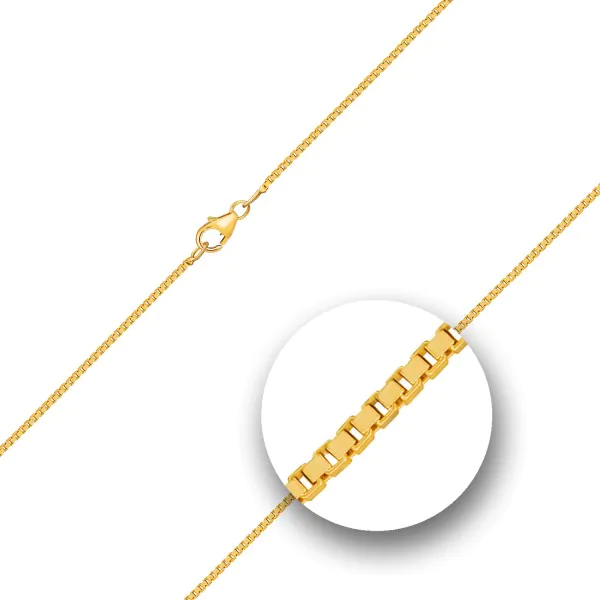 Goldkette als Venezianerkette in Gelbgold 750 / 18K, 38 cm lang, 1,2 mm breit, Gewicht ca. 4.6 g.
