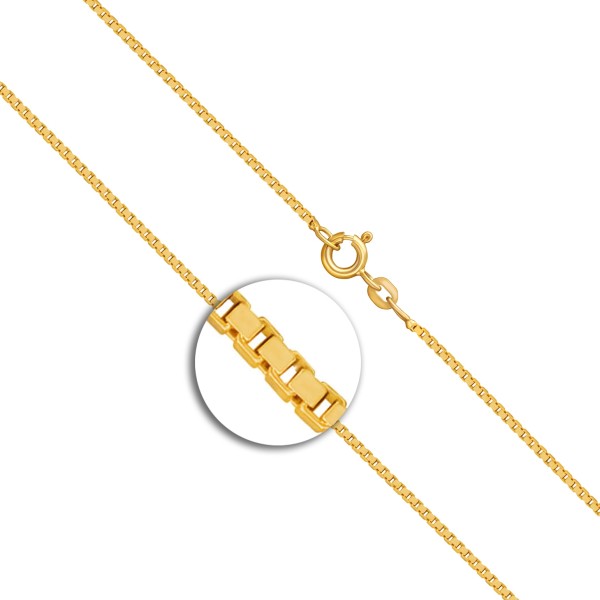 Goldkette als Venezianerkette in Gelbgold 585 / 14K, 90 cm lang, 1,2 mm breit, Gewicht ca. 8.8 g.