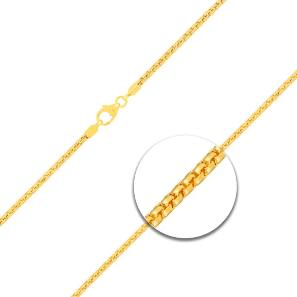 Goldkette als Venezianerkette rund geschlagen in Gelbgold 585 / 14K, 42 cm lang, 2 mm breit, Gewicht ca. 9.7 g.