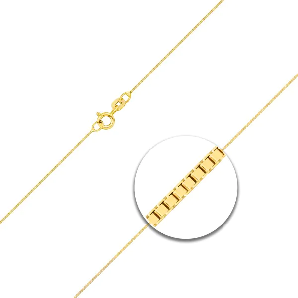 Goldkette als Venezianerkette in Gelbgold 333 / 8K, 45 cm lang, 0,6 mm breit, Gewicht ca. 1 g.