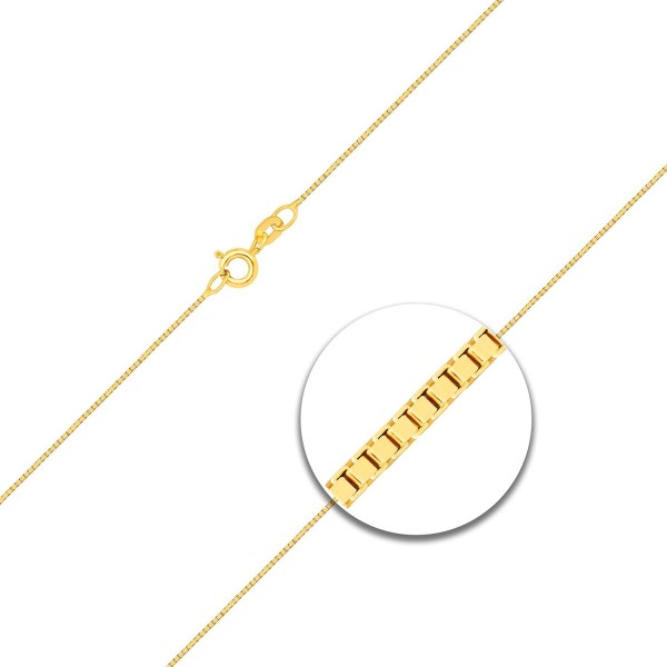 Goldkette als Venezianerkette in Gelbgold 585 / 14K, 45 cm lang, 0,7 mm breit, Gewicht ca. 1.7 g.