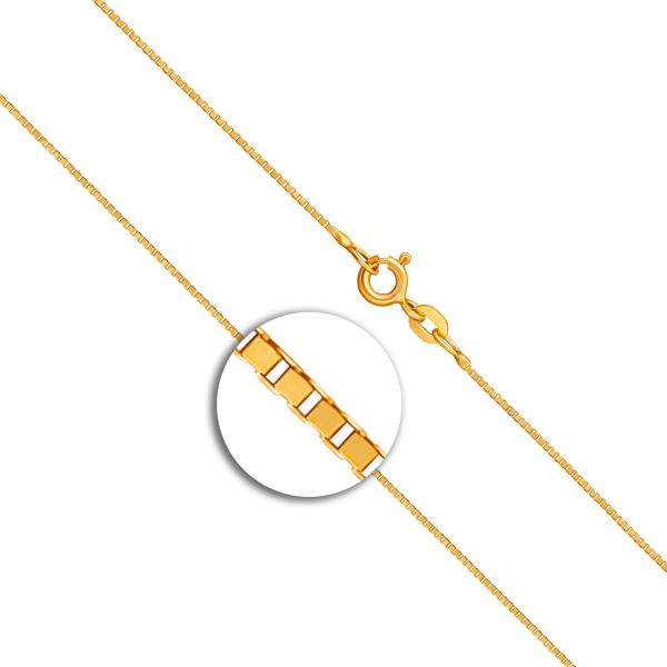 Goldkette als Venezianerkette in Gelbgold 585 / 14K, 38 cm lang, 0,8 mm breit, Gewicht ca. 1.9 g.