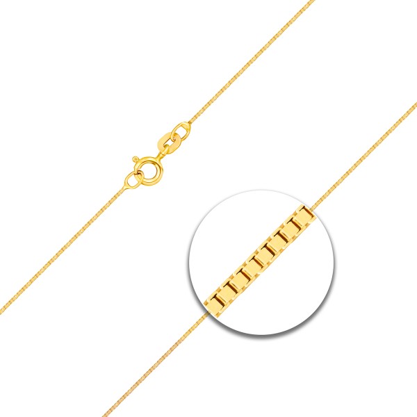 Goldkette als Venezianerkette in Gelbgold 375 / 9K, 40 cm lang, 0,9 mm breit, Gewicht ca. 2 g.