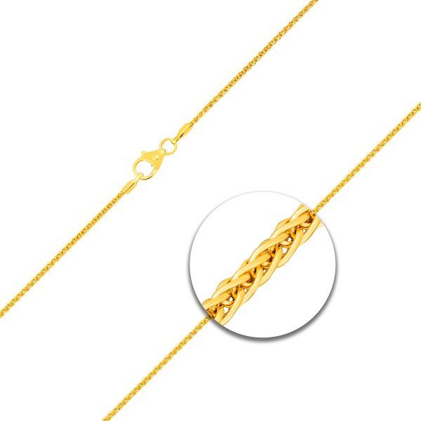 Goldkette als Zopfkette in Gelbgold 750 / 18K, 50 cm lang, 1,3 mm breit, Gewicht ca. 4 g.