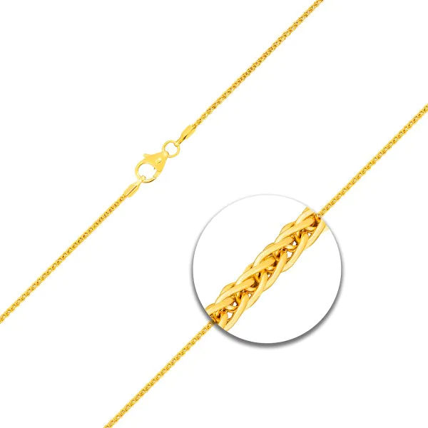 Goldkette als Zopfkette in Gelbgold 375 / 9K, 36 cm lang, 1,3 mm breit, Gewicht ca. 2.2 g.