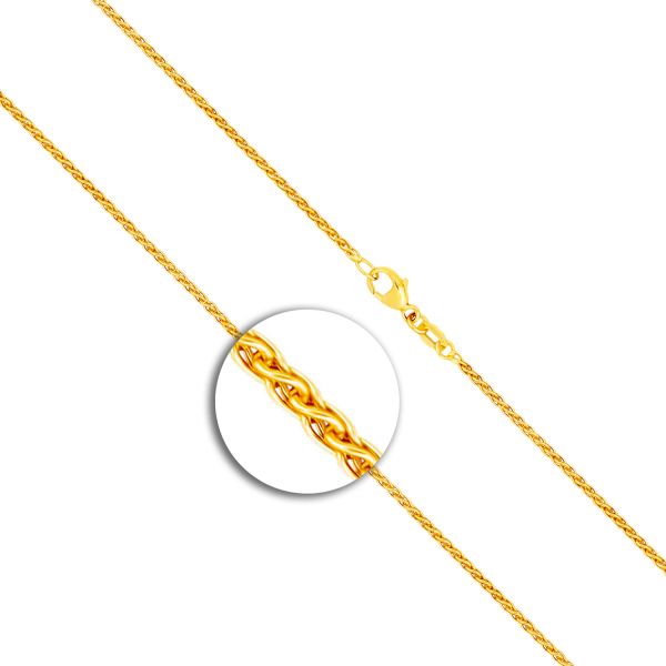 Goldkette als Zopfkette in Gelbgold 585 / 14K, 45 cm lang, 1,7 mm breit, Gewicht ca. 5.1 g.