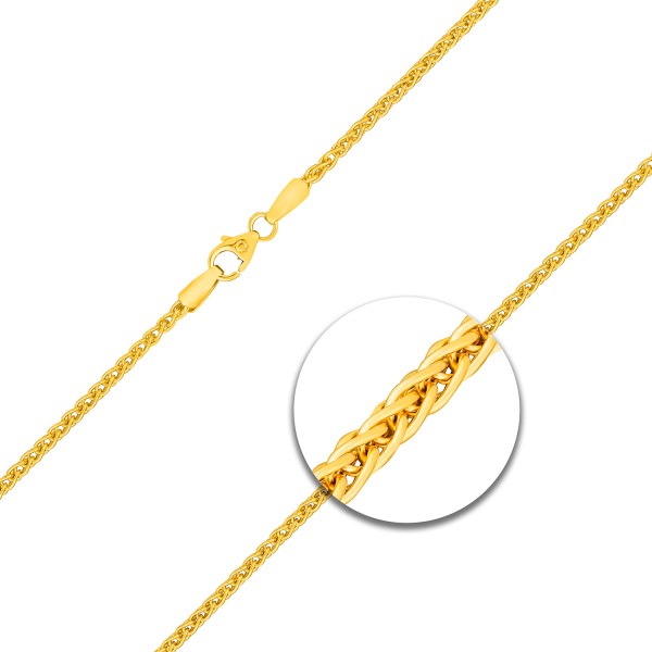 Goldkette als Zopfkette in Gelbgold 375 / 9K, 40 cm lang, 2,1 mm breit, Gewicht ca. 5.8 g.