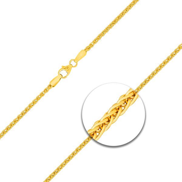 Goldkette als Zopfkette in Gelbgold 375 / 9K, 42 cm lang, 2,1 mm breit, Gewicht ca. 6.1 g.