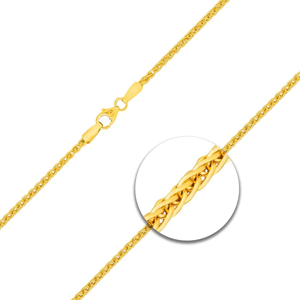 Goldkette als Zopfkette in Gelbgold 333 / 8K, 42 cm lang, 2,1 mm breit, Gewicht ca. 6 g.