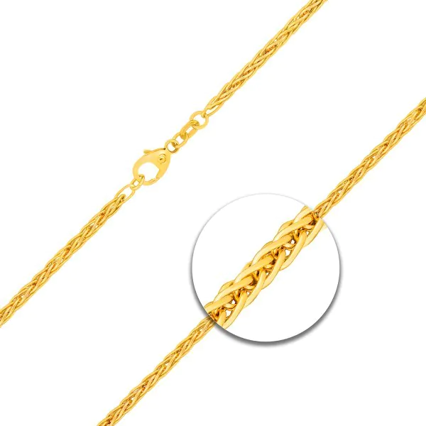 Armband als Zopfkette hohl in Gelbgold 585 / 14K, 20 cm lang, 2.1 mm breit, Gewicht ca. 3 g.