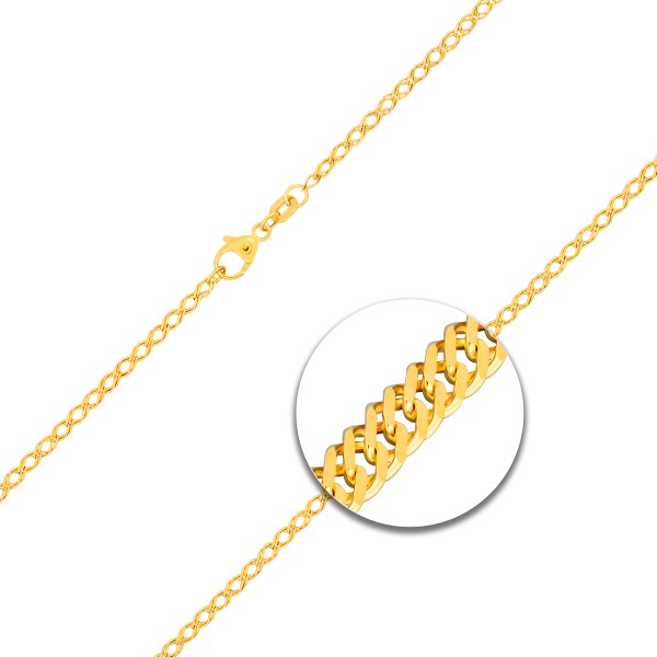 Armband als Zwillingspanzerkette in Gelbgold 333 / 8K, 18,5 cm lang, 2,1 mm breit, Gewicht ca. 1.3 g.