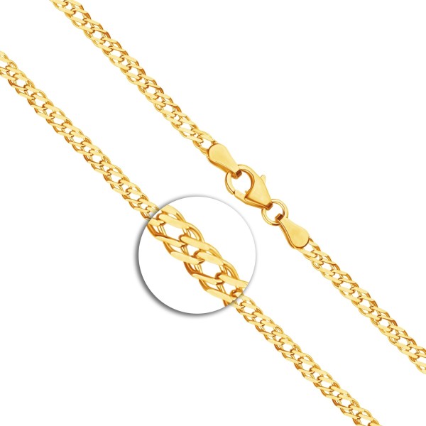 Goldkette als Zwillingspanzerkette in Gelbgold 375 / 9K, 50 cm lang, 2,9 mm breit, Gewicht ca. 4.9 g.