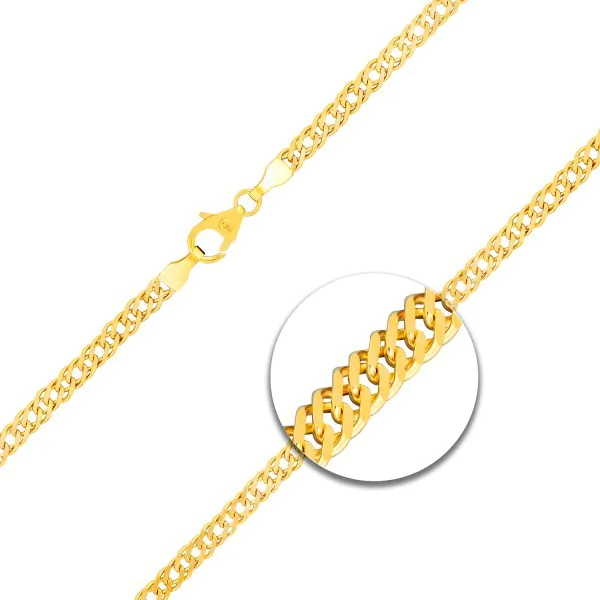 Armband als Zwillingspanzerkette in Gelbgold 585 / 14 K, 22 cm lang, 3,9mm breit, Gewicht ca. 5.1 g.