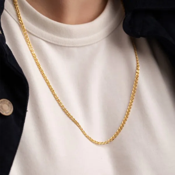 Goldkette als Zwillingspanzerkette in Gelbgold 333 / 8K, 100 cm lang, 3,9 mm breit, Gewicht ca. 8.6 g.