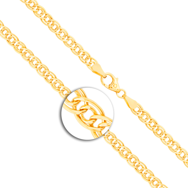 Goldkette als Zwillingspanzerkette in Gelbgold 585 / 14K, 45 cm lang, 3,9 mm Breit, Gewicht ca. 4.5 g.