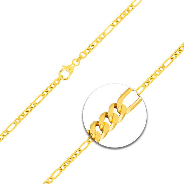 Goldkette als Figarokette diamantiert Gliederung 5+1 in Gelbgold 585 / 14K, 50 cm lang, 2,8 mm breit, Gewicht ca. 9.2 g.