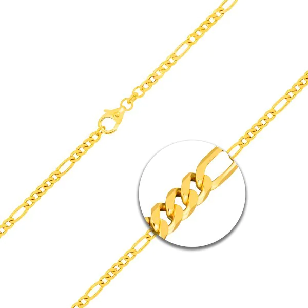 Armband als Figarokette diamantiert in Gelbgold 333 / 8K, 21 cm lang, 2,8 mm breit, Gewicht ca. 3.1 g.