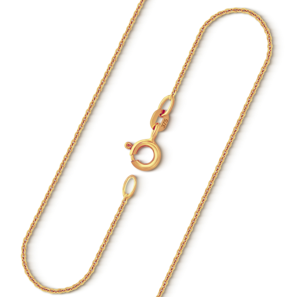 Goldkette als Ankerkette rund in Gelbgold 375 / 9K, 50 cm lang, 1,1 mm breit, Gewicht ca. 1.9 g.