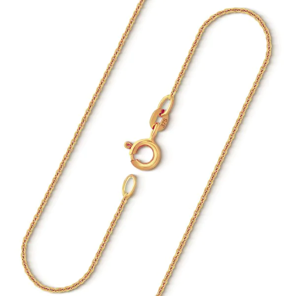 Goldkette als Ankerkette rund in Gelbgold 375 / 9K, 60 cm lang, 1,1 mm breit, Gewicht ca. 2.3 g.