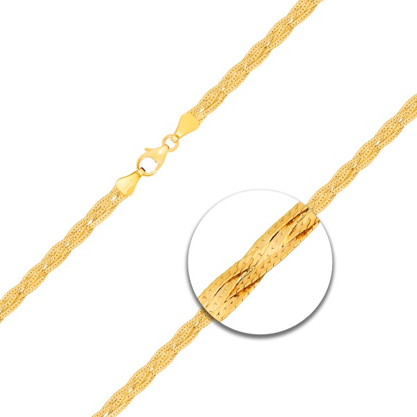 Goldkette als Herringbone Kette in Gelbgold 375 / 9K, 45 cm lang, 3,8 mm breit, Gewicht ca. 3.9 g.