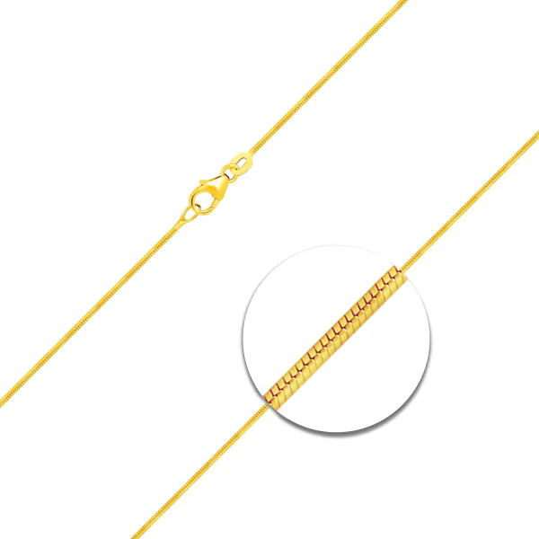 Goldkette als Schlangenkette in Gelbgold 585 / 14 Karat, 55 cm lang, 1.1 mm breit, Gewicht ca. 6,2 g.