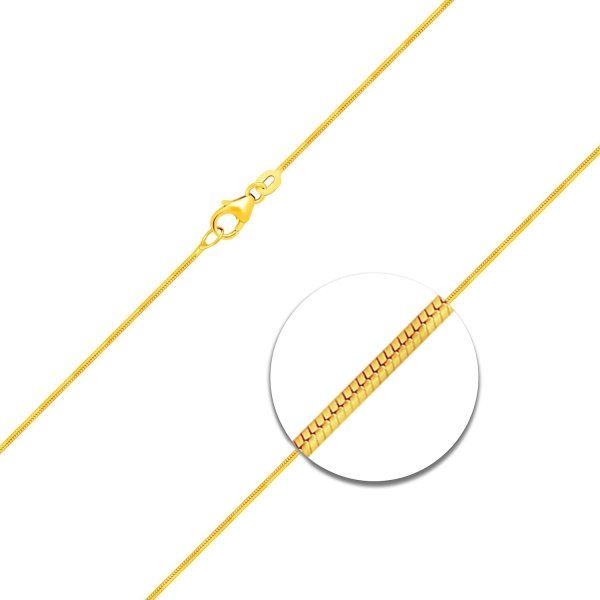 Goldkette als Schlangenkette in Gelbgold 375 / 9K, 45 cm lang, 1,1 mm breit, Gewicht ca. 4.2 g.