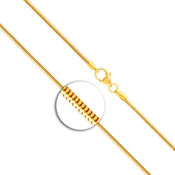 Goldkette als Schlangenkette in Gelbgold 375 / 9K, 34 cm lang, 1,4 mm breit, Gewicht ca. 2.8 g.