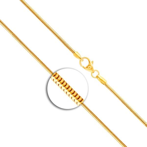 Goldkette als Schlangenkette in Gelbgold 375 / 9K, 55 cm lang, 1,4 mm breit, Gewicht ca. 4.5 g.