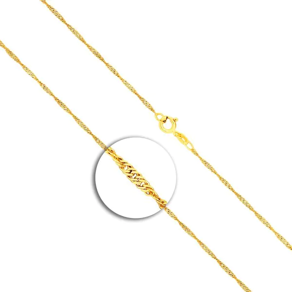Goldkette als Singapurkette in Gelbgold 375 / 9 Karat, 100 cm lang, 1.4 mm breit, Gewicht ca. 3.6 g.