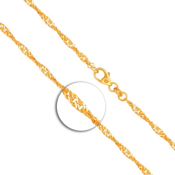 Goldkette als Singapurkette in Gelbgold 333 / 8 Karat, 34 cm lang, 2.4 mm breit, Gewicht ca. 2.8 g.