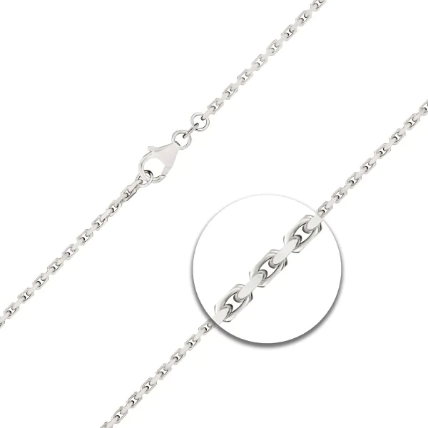 Armband als Ankerkette diamantiert in Weißgold 585 / 14K, 18 cm lang, 2 mm breit, Gewicht ca. 4.8 g.
