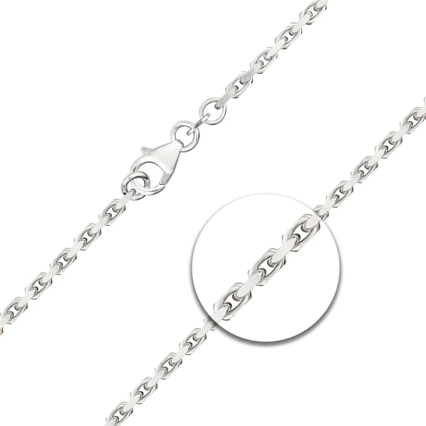 Goldkette als Ankerkette diamantiert in Weißgold 585 / 14K, 80 cm lang, 2,5 mm breit, Gewicht ca. 29.3 g.