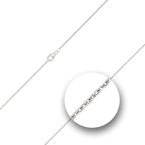 Goldkette als Ankerkette diamantiert in Weißgold 750 / 18K, 45 cm lang, 1,3 mm breit, Gewicht ca. 3.4 g.