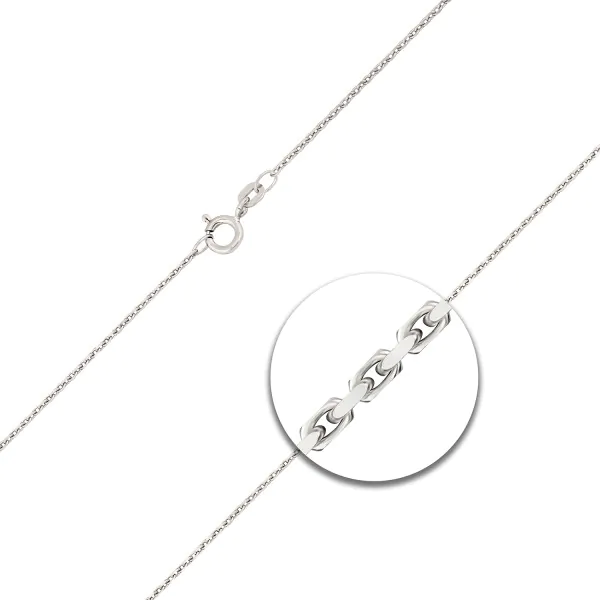 Goldkette als Ankerkette diamantiert in Weißgold 585 / 14K, 36 cm lang, 1,3 mm breit, Gewicht ca. 2.3 g.
