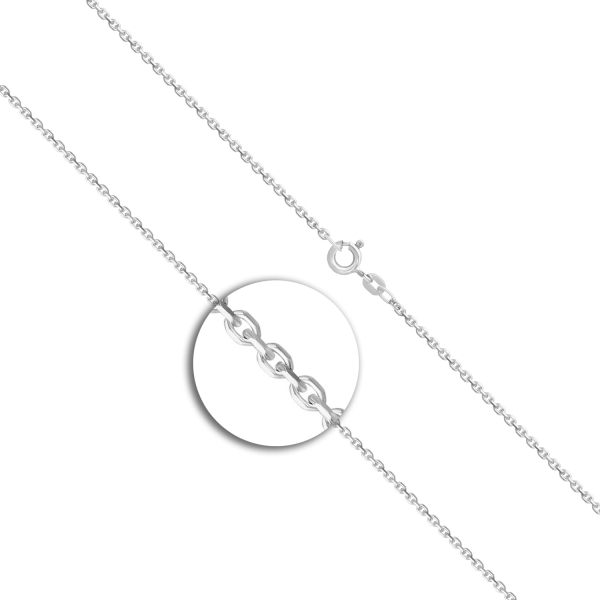 Goldkette als Ankerkette diamantiert Weißgold 333 / 8K, 42 cm lang, 1,7 mm breit, Gewicht ca. 3.8 g.
