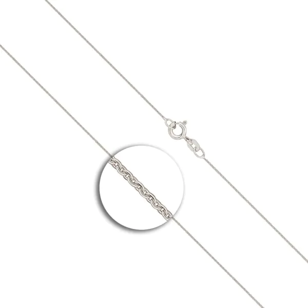 Goldkette als Ankerkette flach in Weißgold 585 / 14K, 42 cm lang, 0,8 mm breit, Gewicht ca. 1.1 g.