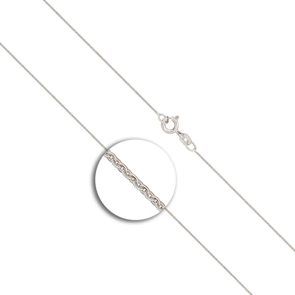 Goldkette als Ankerkette flach in Weißgold 585 / 14K, 45 cm lang, 0,8 mm breit, Gewicht ca. 1.1 g.