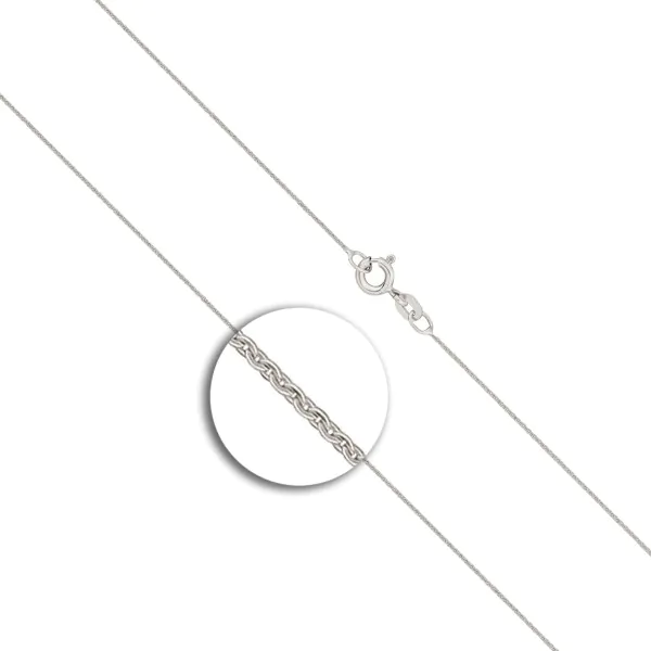 Goldkette als Ankerkette flach in Weißgold 585 / 14K, 40 cm lang, 0,8 mm breit, Gewicht ca. 1 g.
