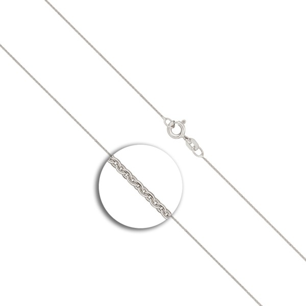 Goldkette als Ankerkette flach in Weißgold 333 / 8K, 45 cm lang, 0,8 mm breit, Gewicht ca. 0.9 g.