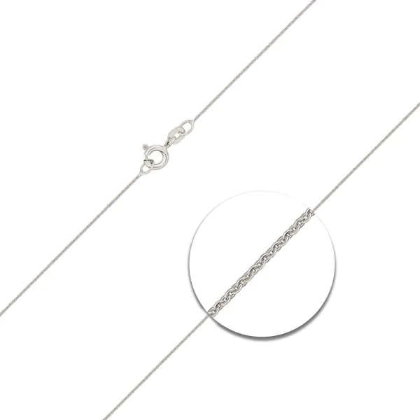 Goldkette als Ankerkette flach in Weißgold 333 / 8 Karat, 50 cm lang, 0.8 mm breit, Gewicht ca. 1 g.