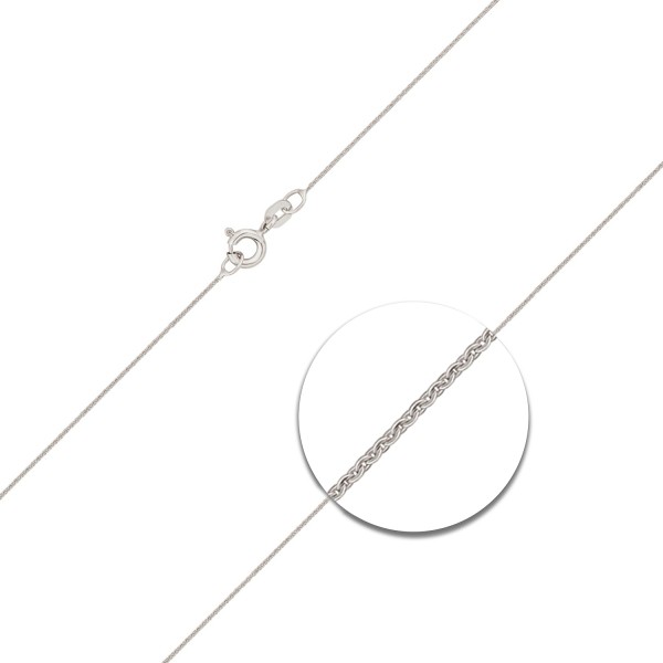 Goldkette als Ankerkette flach in Weißgold 750 / 18 Karat, 38 cm lang, 0.8 mm breit, Gewicht ca. 1 g.