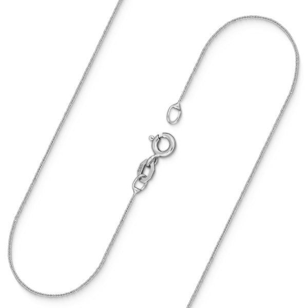 Goldkette als Ankerkette rund in Weißgold 585 / 14K, 55 cm lang, 0,8 mm Breit, Gewicht ca. 1.1 g.